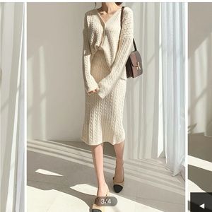 Commense Cable Knit Midi skirt set